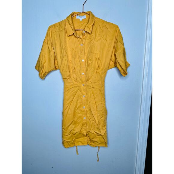 THAKOON x RTR Yellow Orange Collared Neckline Front Button Shirtdress Size 0 - Picture 3 of 12